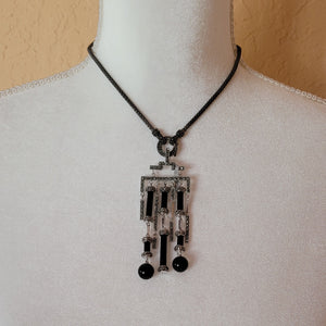Silver with Marcasite and Black Onyx Pendant